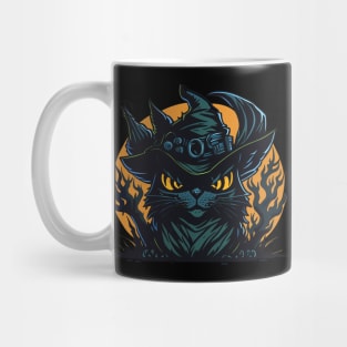 Scary Black Cat Witch Mug